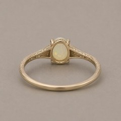 Natural Ethiopian Opal Ring Vintage Engraved Thin Band 925 Sterling Silver Gift