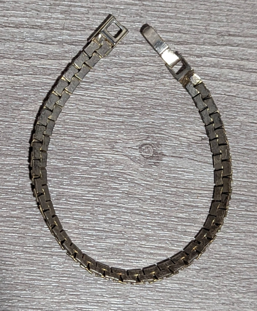 Vintage Silver Tone Box Link Chain Bracelet Retro Classic Biker Jewelry