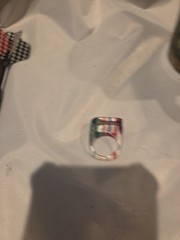 Vintage Geometric Lucite Clear Plastic Multicolor Midcentury Ring Size
