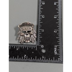 Vintage American Biker Skull Pin 3D Silver Tone Hat Lapel 1992 USA