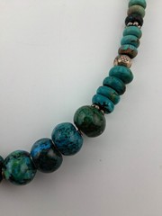 Vintage Sterling Silver Turquoise? Bead Necklace 19″