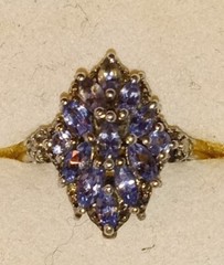 Tanzanite Cluster Ring size 5 never worn inside retailers original gift box