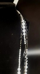 Southern Living Black & White Three Strand Acrylic Necklace. Goldtone Accents