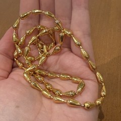 Vintage Monet Signed Necklace Tear Drop Raindrop Bead Chain Gold Tone Classic