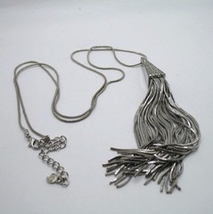 Vintage RJ Graziano 30″ Art Deco style rhinestone pave tassel pendant necklace