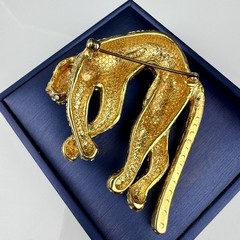 Vintage 1960’s Signed CINER Tiger Large Brooch Enamel Stripes Rhinestone