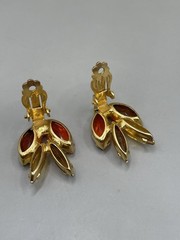 Vintage Retro GoldTone Multicolor Crystals Rhinestones Clip On 1” Earrings