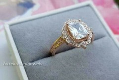 Lab-Created 2CT Radiant Cut Diamond Vintage Halo Wedding Ring 14K Rose Gold Over