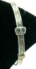 H.S.Ltd Tulip Repousse Sterling Silver Child Expandable Bangle Bracelet Vintage