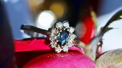 14k yellow gold size 5.75 ring 0.35ct natural, treated sapphire diamond 1.83gr