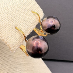 Vintage Joan Rivers Purple Swirl Ball Round Pierced Dangle Leverback Earrings