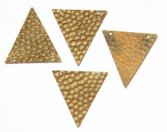 2 Hole Raw Brass Geometric Hammered Triangle Pendant Charm (6) mtl369B