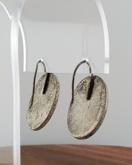 VTG 925 Mexico Oval Oxidized Gray 1in Earrings Sterling Silver 13g Rustic Estate