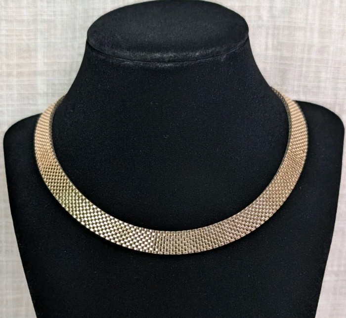 Vintage NANASI 12K Gold Filled Mesh Necklace 47 Grams 15.5 Inch Collar