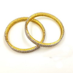 22K Gold Plated Cubic Zirconia Bangle Set Handmade South Indian Ethnic Jewelry