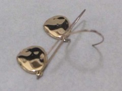 Gold Tone Long Wire Hammered Wide Teardrop Dangle Earrings 2-5/8”