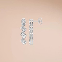 Oval Lab Grown Diamond Prong Setting Drop Dangle Bridal Wedding Earrings