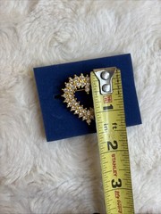 Vintage 1970s Goldtone Heart Rhinestones 1.2″ Brooch Mother’s Day/birthday