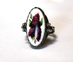 Vintage Russian Hand Painted Enamel Rings 3 Variation Finift Technique #76,80,82