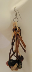 Vtg Boho Dangle Earrings Mixed Beaded Leather Wood Metal Stone Fashion Jewelry
