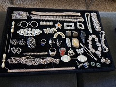ANTIQUE VINTAGE Deco Sterling Mix Rhinestone JEWELRY LOT All Wearable 400grams