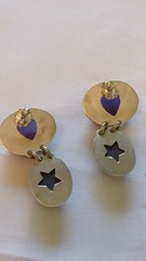 Vintage Sterling Silver Earrings Oval Amethyst Cabochons Signed Mexico SLV