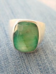 Lovely Silver 925 Mens Green Emerald Ring Us Size 13 Signed SJS Ⓟ