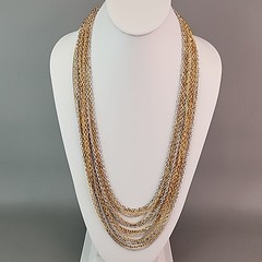 Vintage Trifari Chain Necklace 15 Layers Multi-Tone 26″