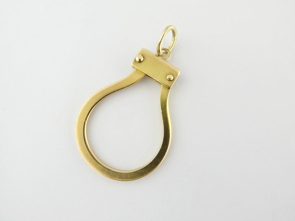 Vintage Italian 18K Yellow Gold Carabiner Clip Charm Holder Pendant