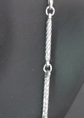 Vintage Signed Roget TM Silver Tone 24″ Opera Length Twisted Rope Bar Chain Neck