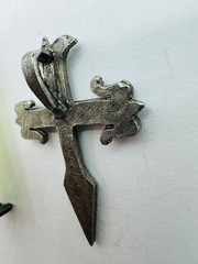 Gallo Pewter Cross Pendant 2 Inch Red & Clear Rhinestones Vintage