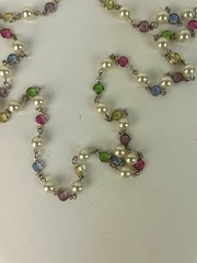 VTG. 1960s AUSTRIAN Multicolored Crystal Bezel Set Faux Pearl Necklace 35 in USA
