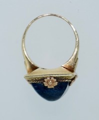 Art Deco 14K Rose and Yellow Gold Lapis Ring