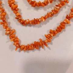 Vintage Long Chip Red Coral Necklace 25″ Long No Clasp