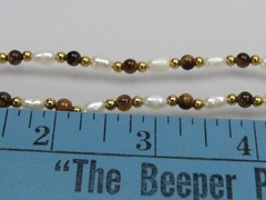 Vintage Tiger’s Eye & Freshwater Pearl Beaded Heart Pendant Necklace