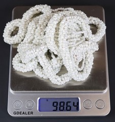 Vintage Estate Art Deco White Seed Bead Flapper Lariat Rope Necklace Tassel 59”
