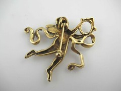 Signed MMA Vintage Gold Tone Cherub Brooch or Pendant Metropolitan Museum of Art