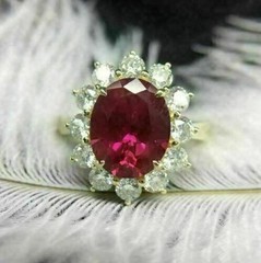 Art Deco 4.30 Ct Natural Red Ruby Vintage Engagement Ring 14K Yellow Gold Finish