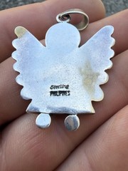 VINTAGE STERLING SILVER & LAPIS LAZULI Angel PENDANT 925 SOUTHWESTERN STYLE