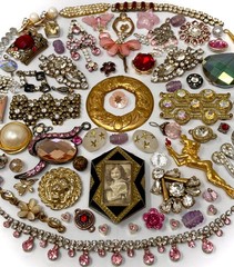 Lot Vintage & Modern Jewelry Parts Broken Repurpose Craft Rhinestones Harvest Z3
