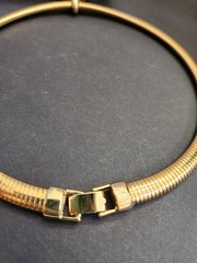Vintage Marvella Omega Chain Necklace faux pearl Gold Tone Signed 80’s