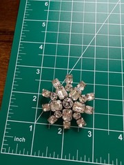 Vintage Rhinestone Crystal Starburst Brooch Pen