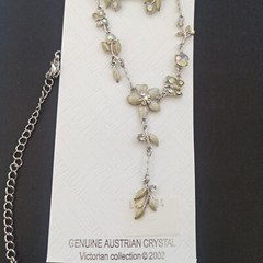 Vintage Gold Orange Necklace Victorian Chandelier Signed VCLM Crystals Cocktail