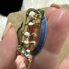 Sandor Vintage Rare Lilly Of The Valley Enamel Brooch EUC So Realistic! Signed