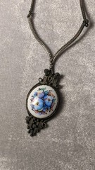 Vintage Soviet Necklace, Floral Rostov Finift Pendant, USSR Jewelry