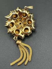 Vintage Edlee Watermelon Rivoli Gold Tone Dangle Pendant