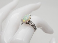 Vintage 1940s $5000 2.30ct Lightning Ridge OPAL Marquis Diamond Platinum Ring