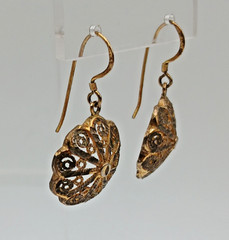 925 MD Vermeil Filigree Drop Earrings 1.5in Sterling Silver 5g Gold Wash Estate