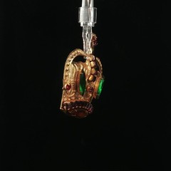 Vtg 1970s Sadie Green Crown Brooch Gold Tone w/ Red Green Amethyst Rhinestones