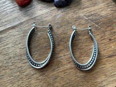 Beau Sterling Silver 925 Vintage mid-century MCM hoop earrings 1” , 5 grams
